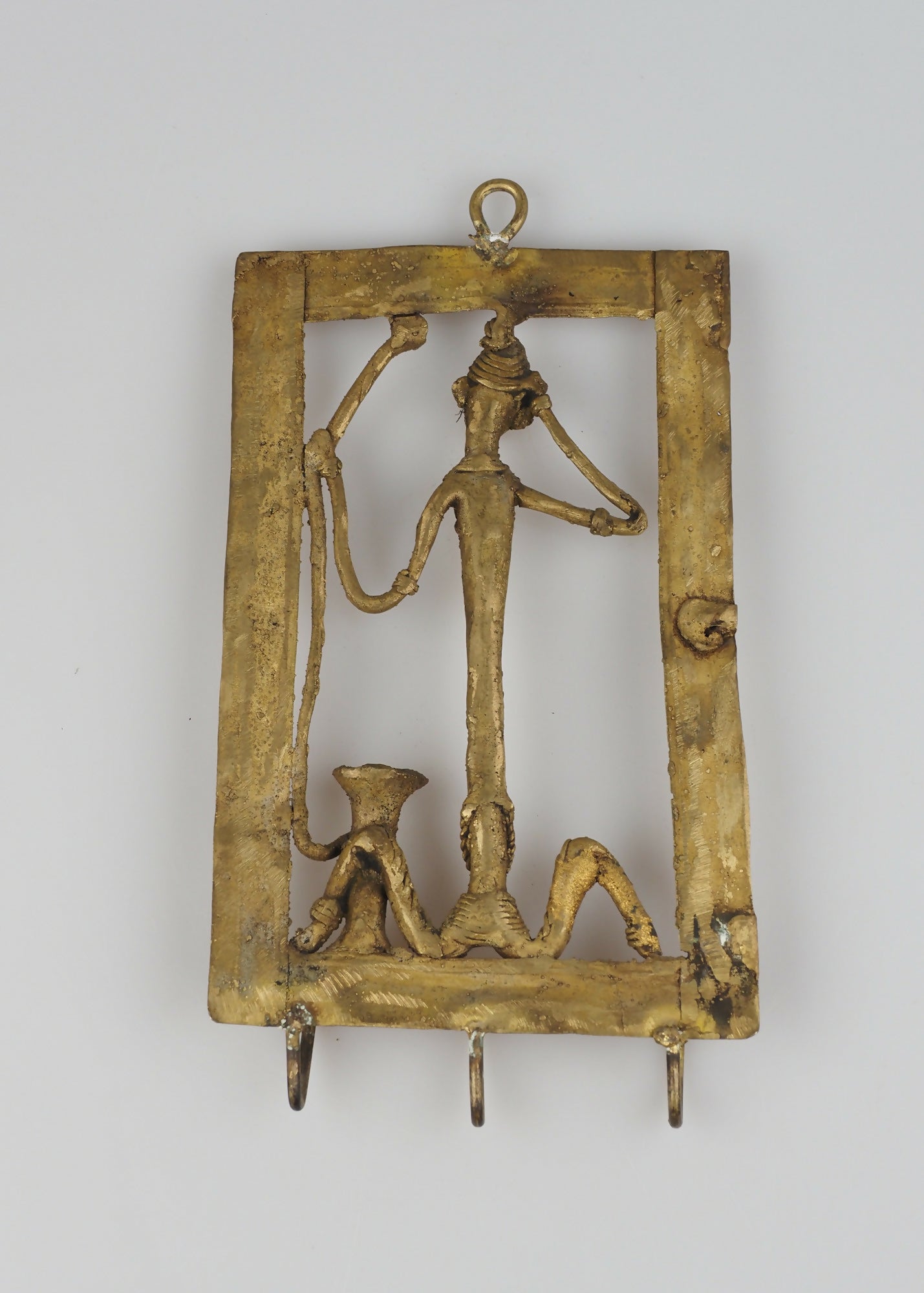 Indian Tribal Art Vintage Handmade Indian Brass Hanger
