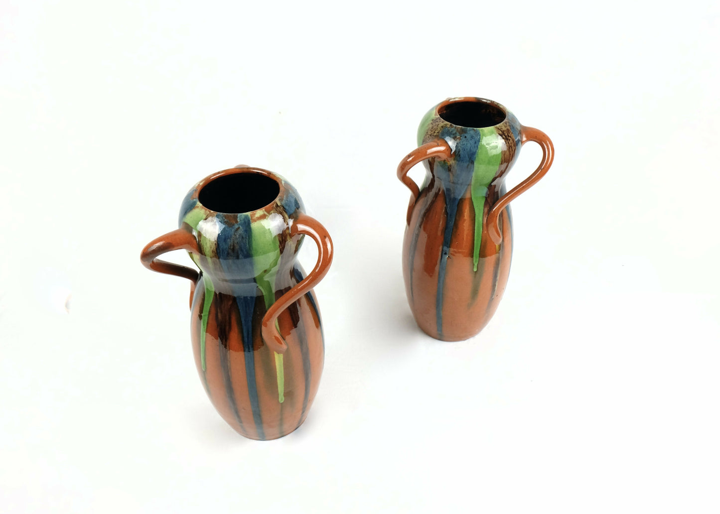PAIR OF ART NOUVEAU DRIP GLAZE VASES