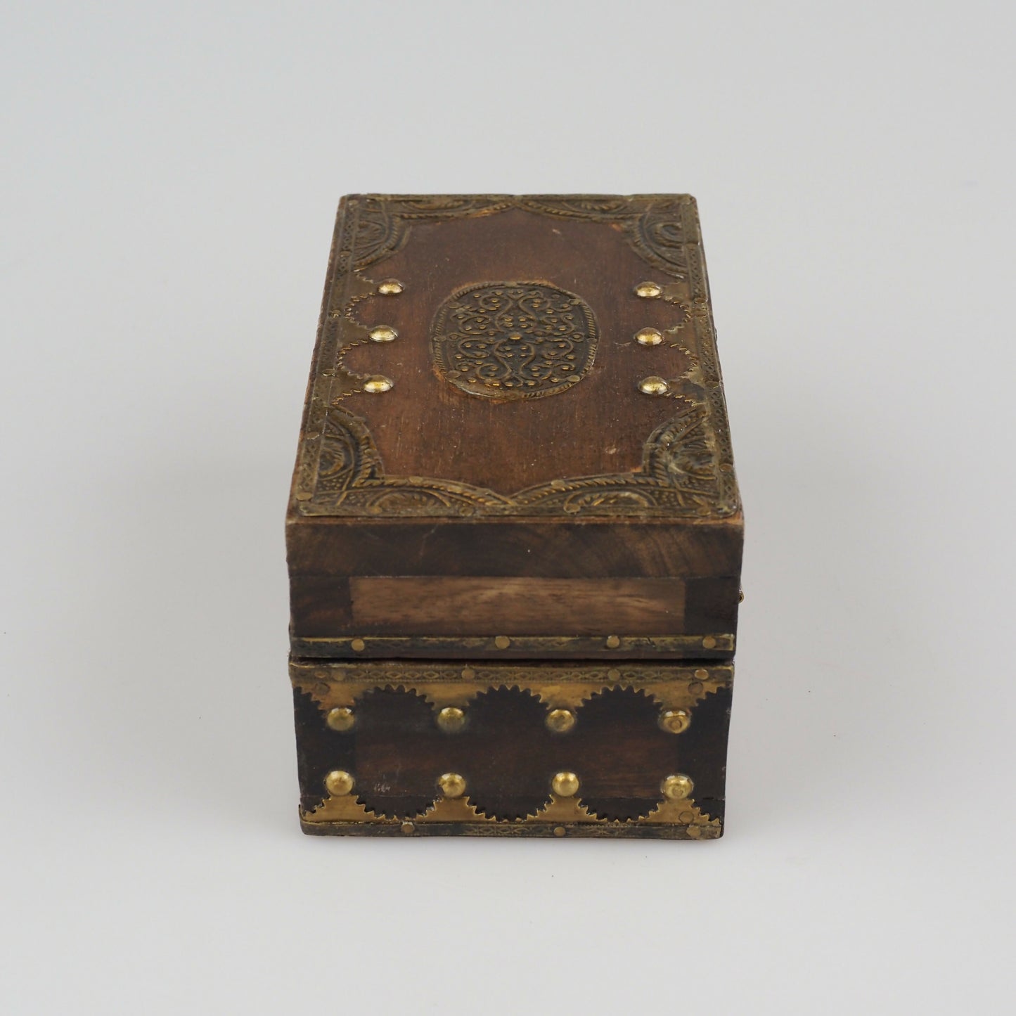 Handmade Indian Teakwood And Brass Jewellery/Trinket Box