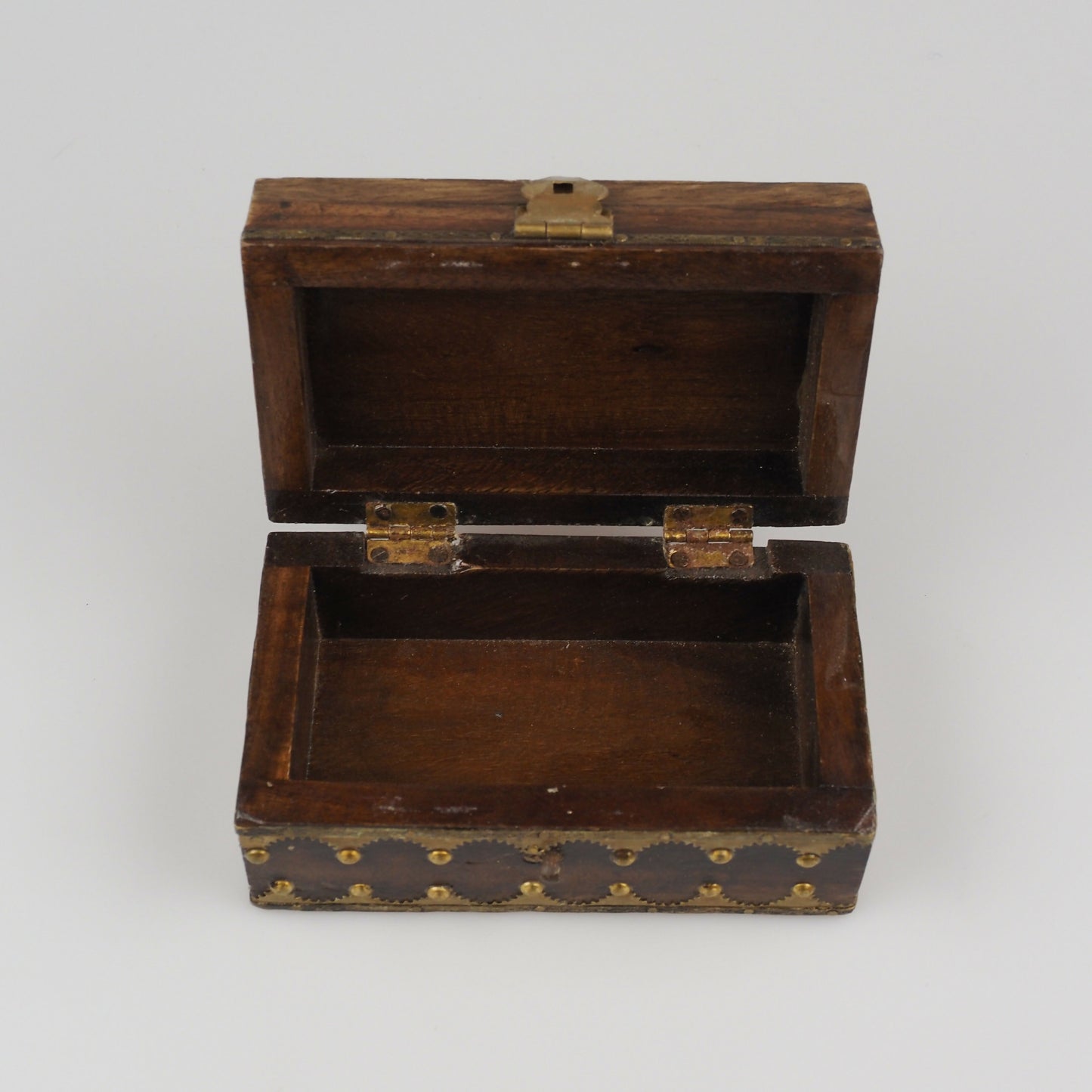 Handmade Indian Teakwood And Brass Jewellery/Trinket Box