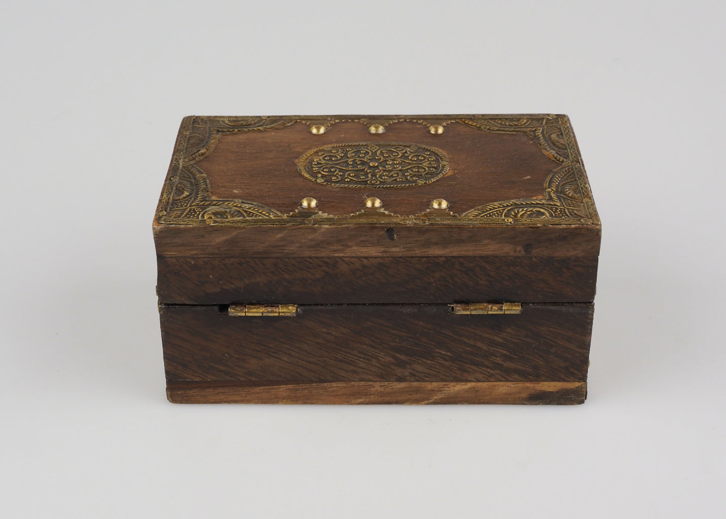 Handmade Indian Teakwood And Brass Jewellery/Trinket Box