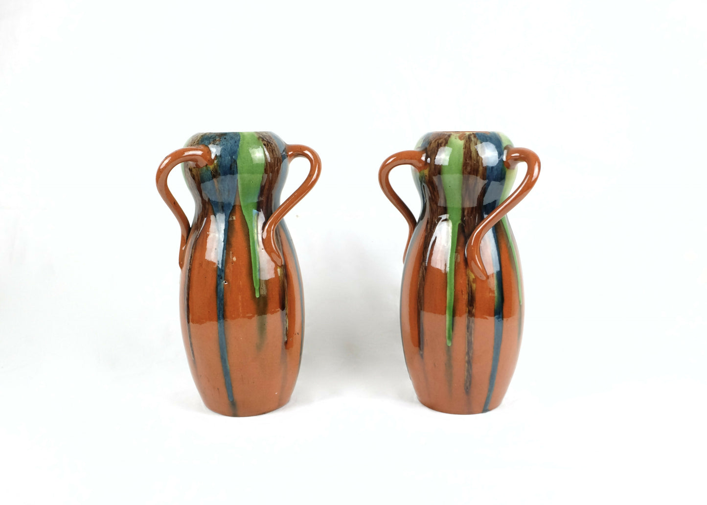 PAIR OF ART NOUVEAU DRIP GLAZE VASES