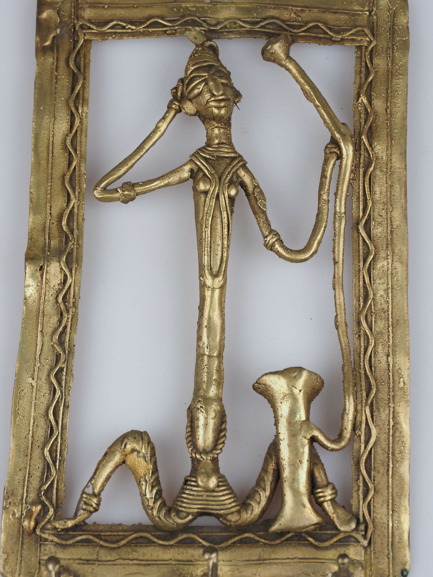 Indian Tribal Art Vintage Handmade Indian Brass Hanger
