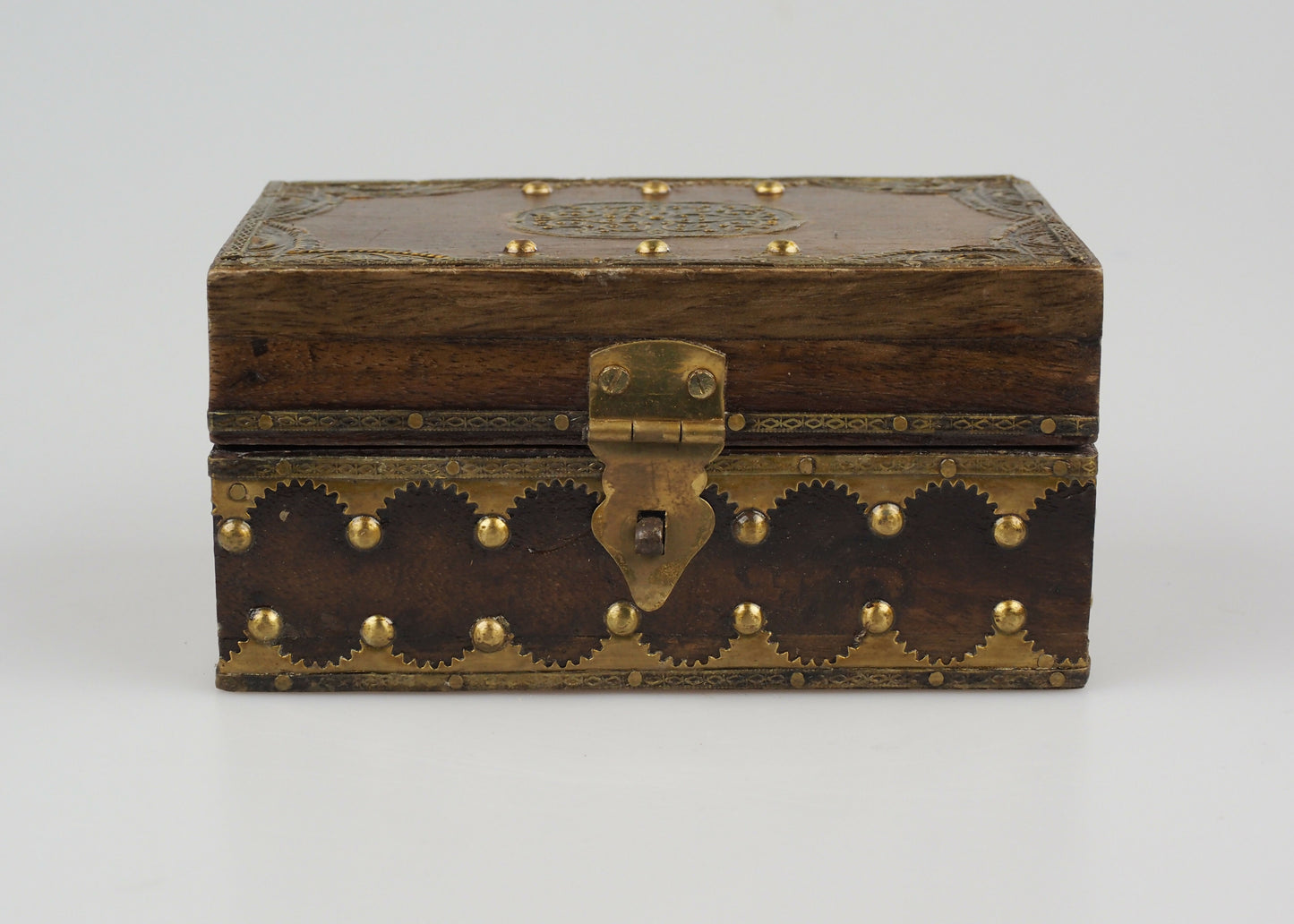 Handmade Indian Teakwood And Brass Jewellery/Trinket Box