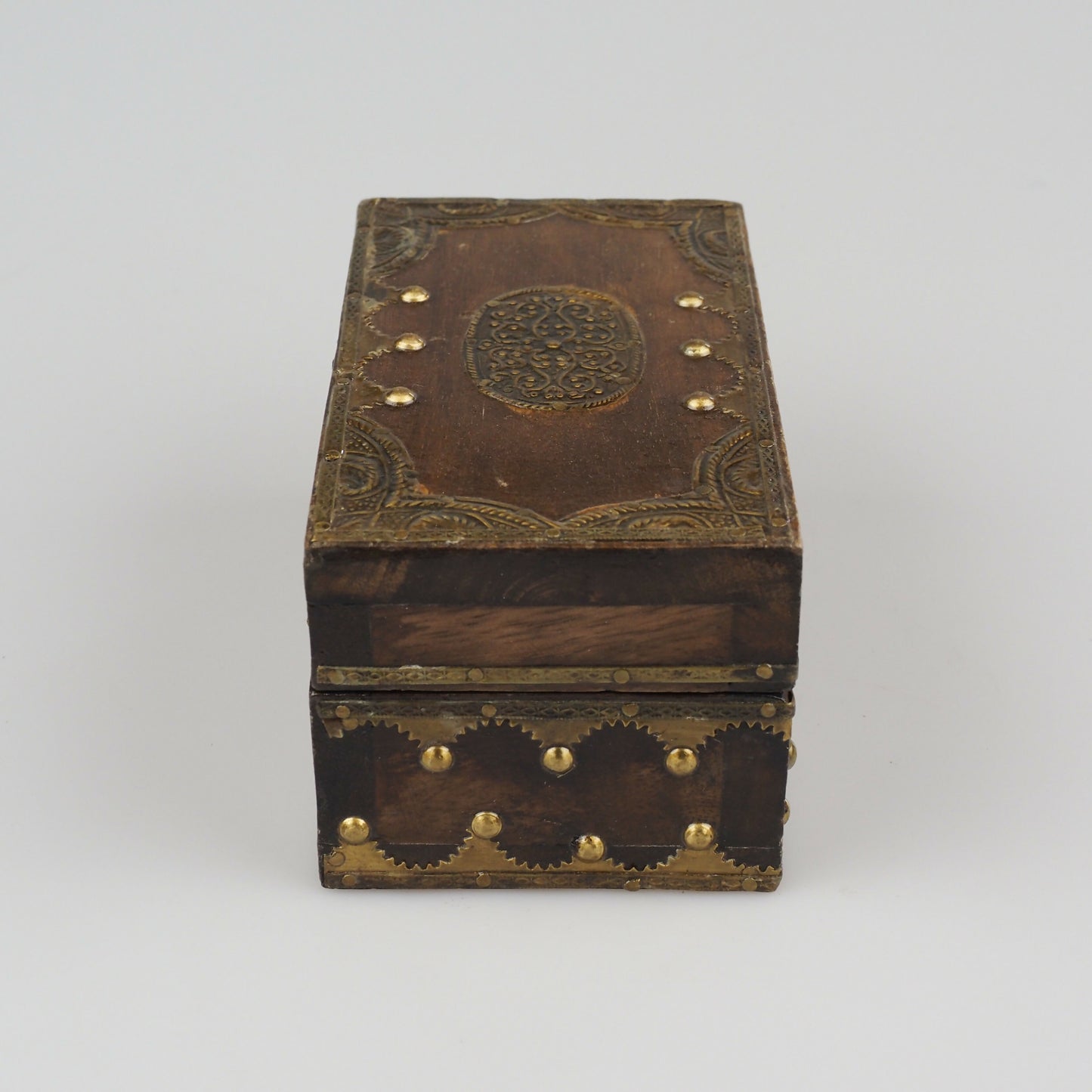 Handmade Indian Teakwood And Brass Jewellery/Trinket Box
