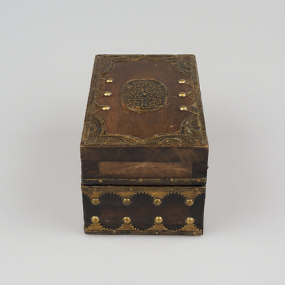 Handmade Indian Teakwood And Brass Jewellery/Trinket Box