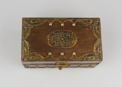 Handmade Indian Teakwood And Brass Jewellery/Trinket Box