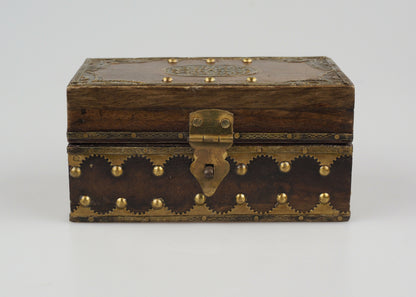 Handmade Indian Teakwood And Brass Jewellery/Trinket Box