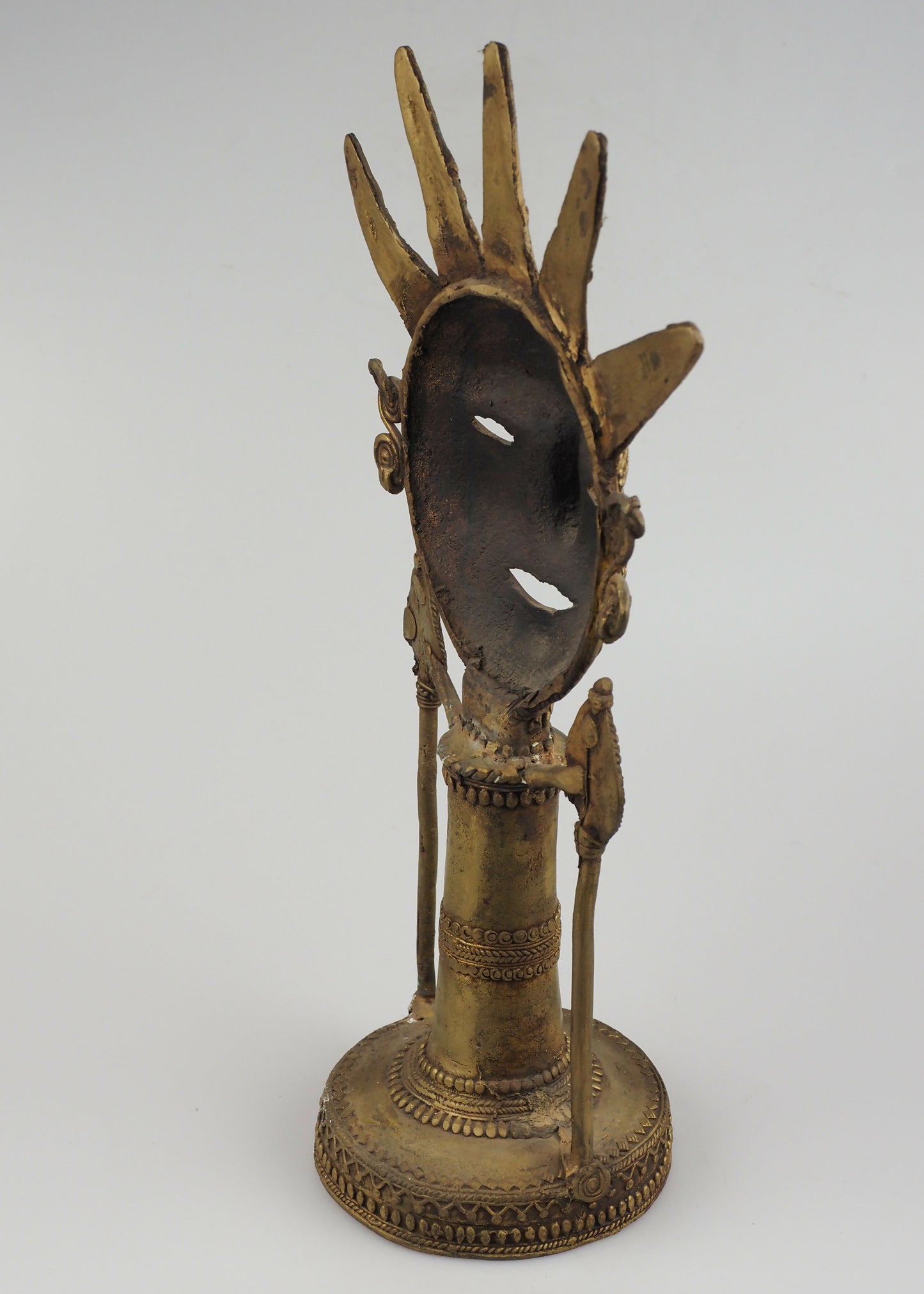 Tribal Indian Folk Art Brass Sun Face Figurine