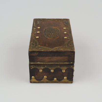 Handmade Indian Teakwood And Brass Jewellery/Trinket Box
