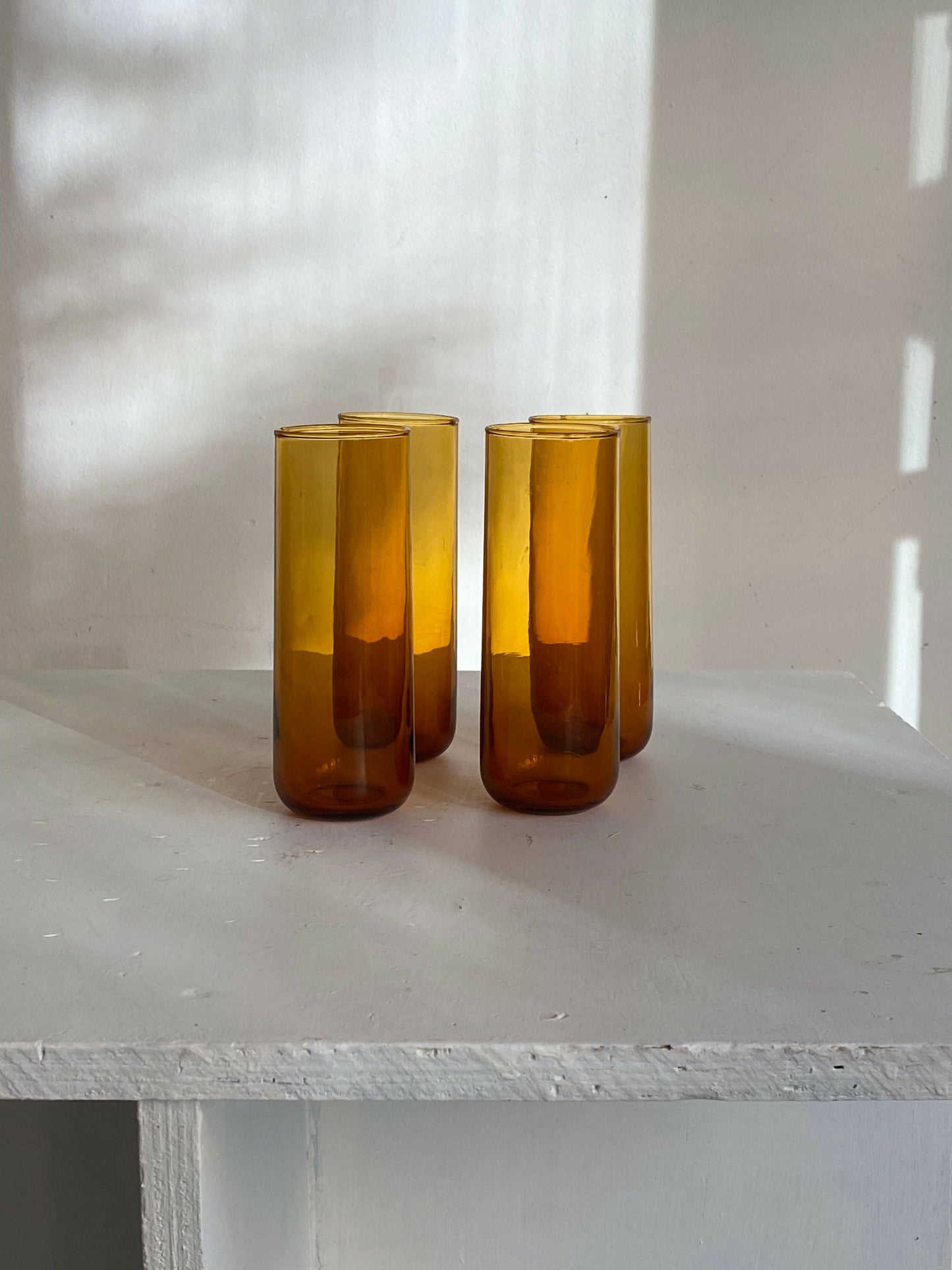 SET OF 4 AMBER GLASSES