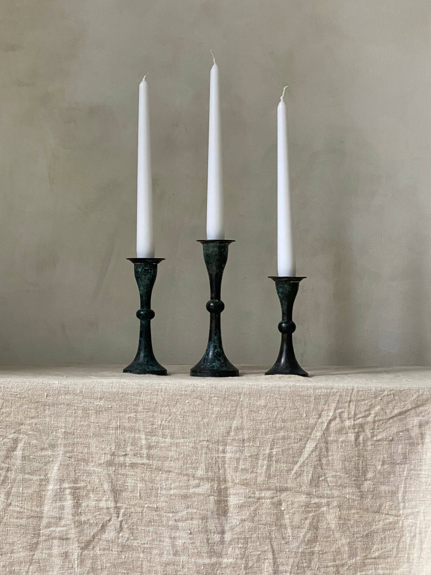 SET OF BRONZE CANDLE STICKS