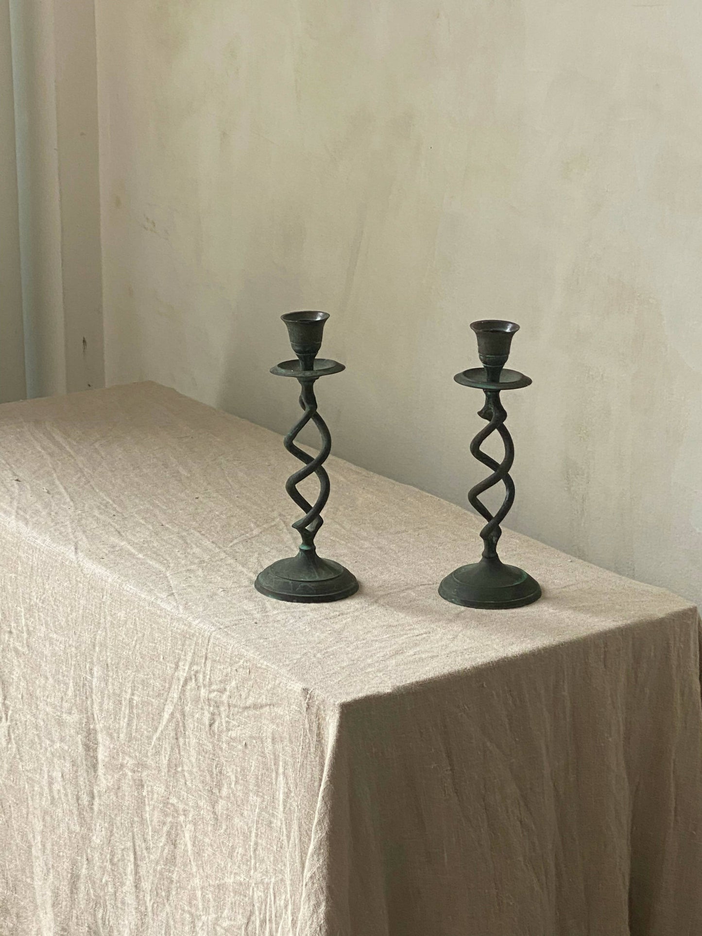 SET OF TWISTED CANDLEHOLDERS