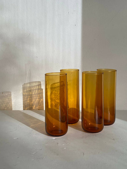 SET OF 4 AMBER GLASSES