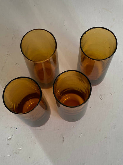 SET OF 4 AMBER GLASSES