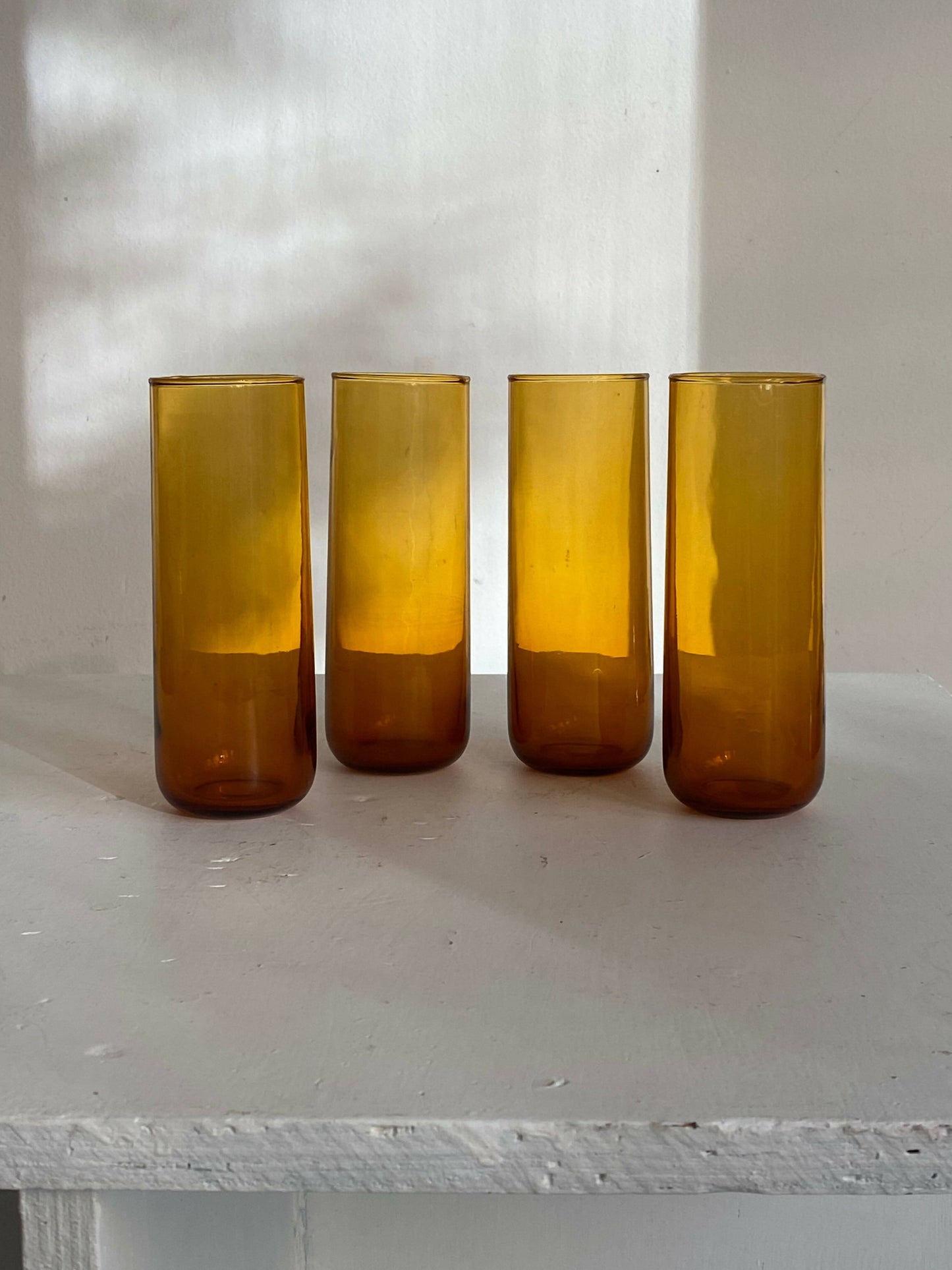 SET OF 4 AMBER GLASSES