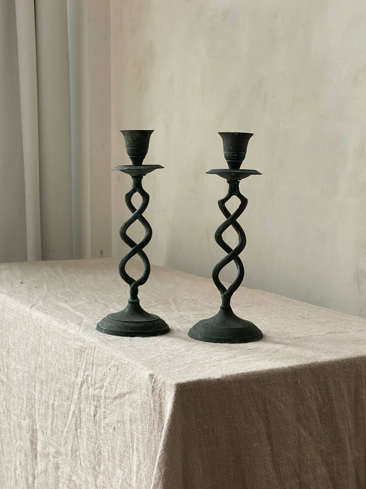 SET OF TWISTED CANDLEHOLDERS