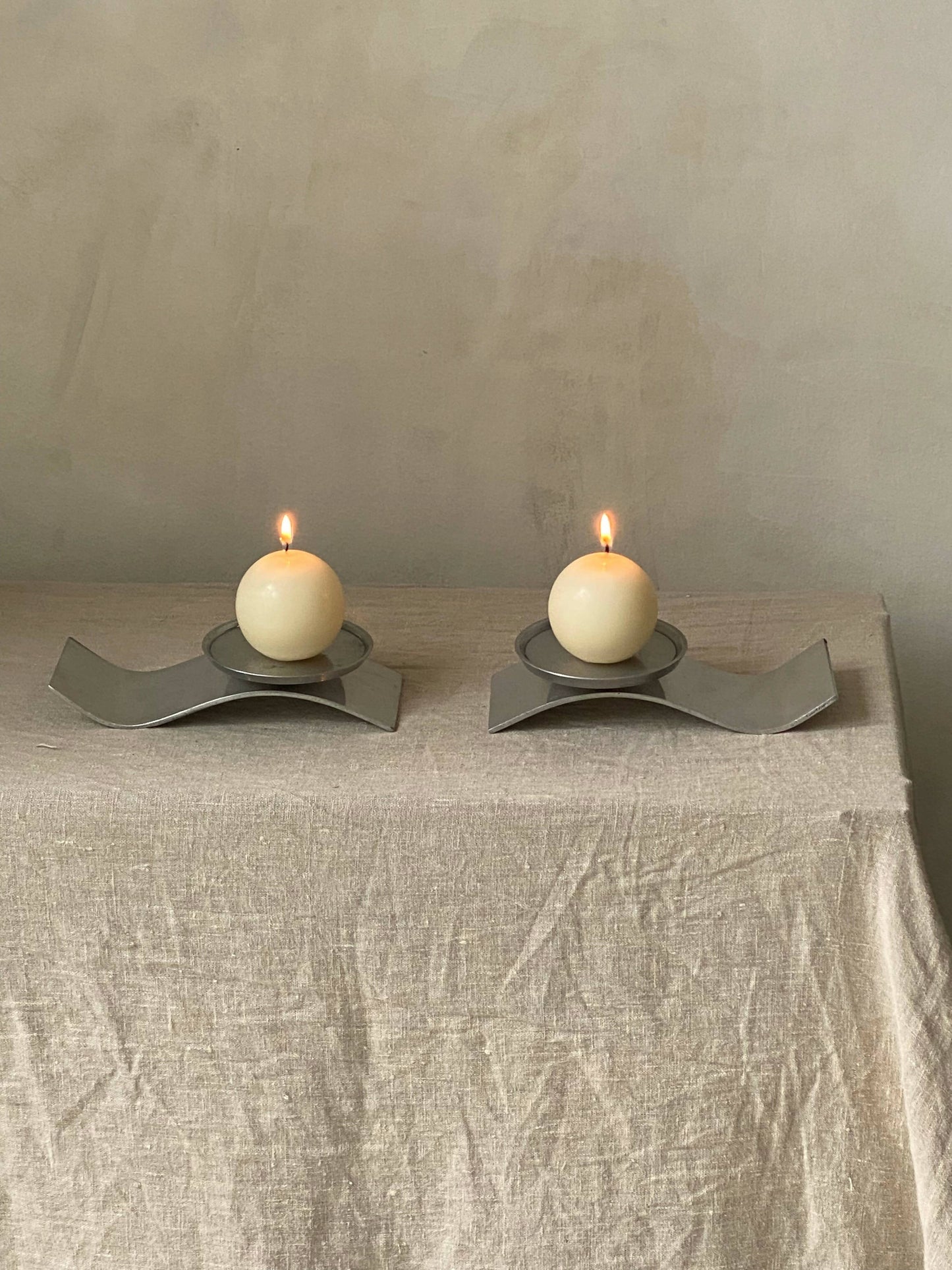 MODERNIST METAL CANDLEHOLDERS