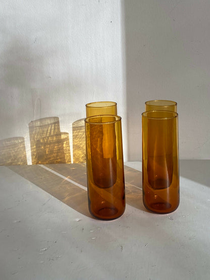 SET OF 4 AMBER GLASSES