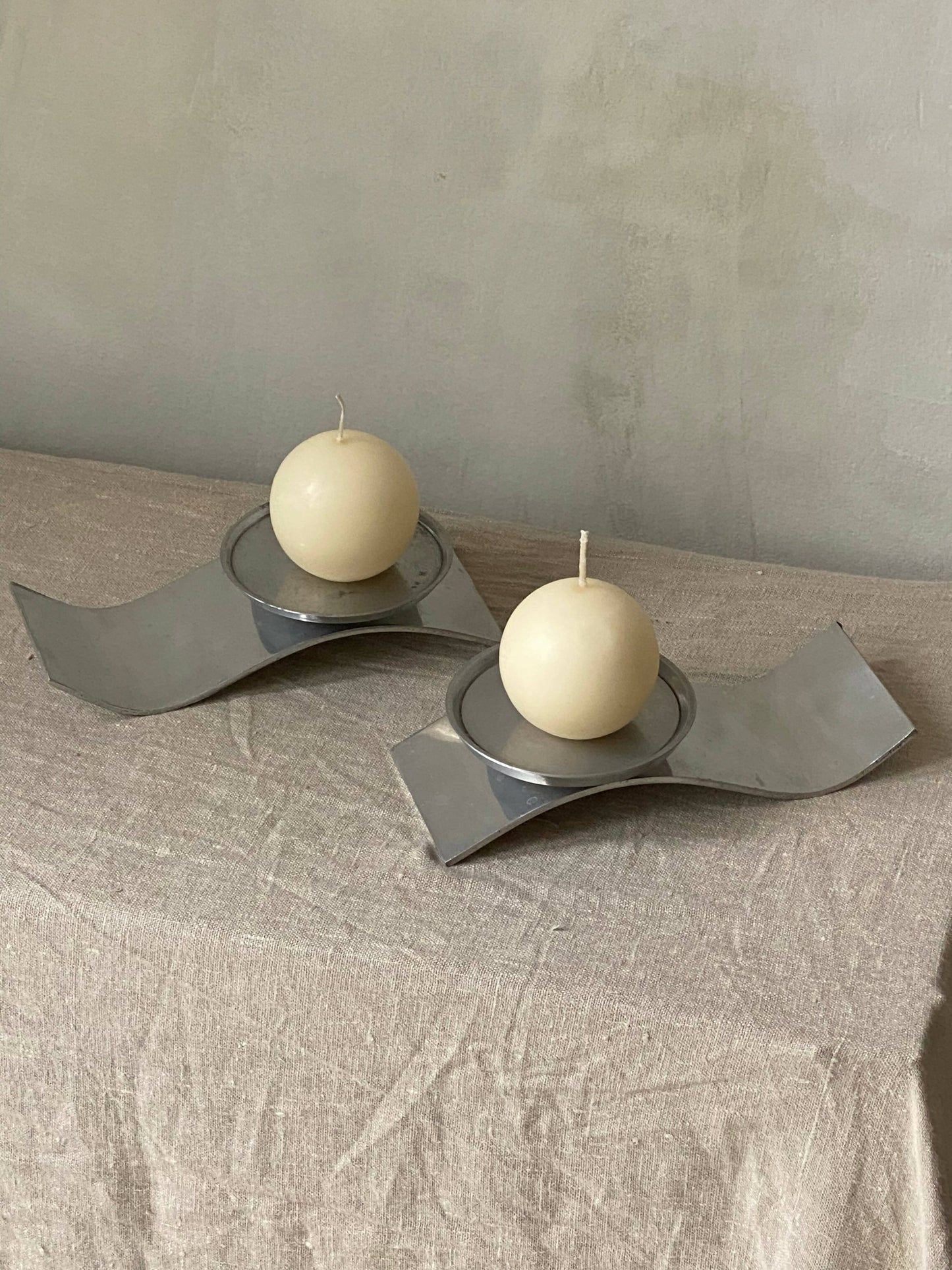 MODERNIST METAL CANDLEHOLDERS