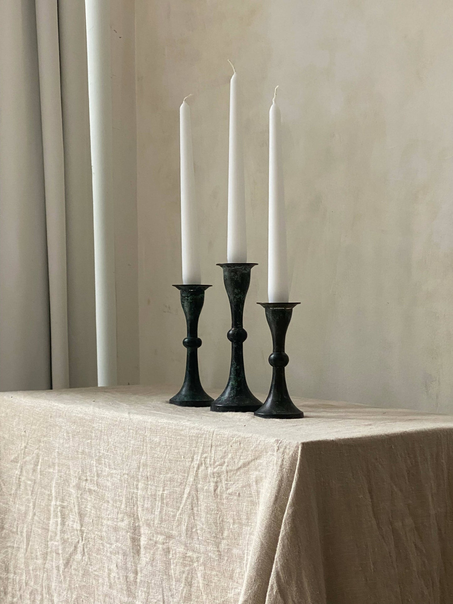 SET OF BRONZE CANDLE STICKS