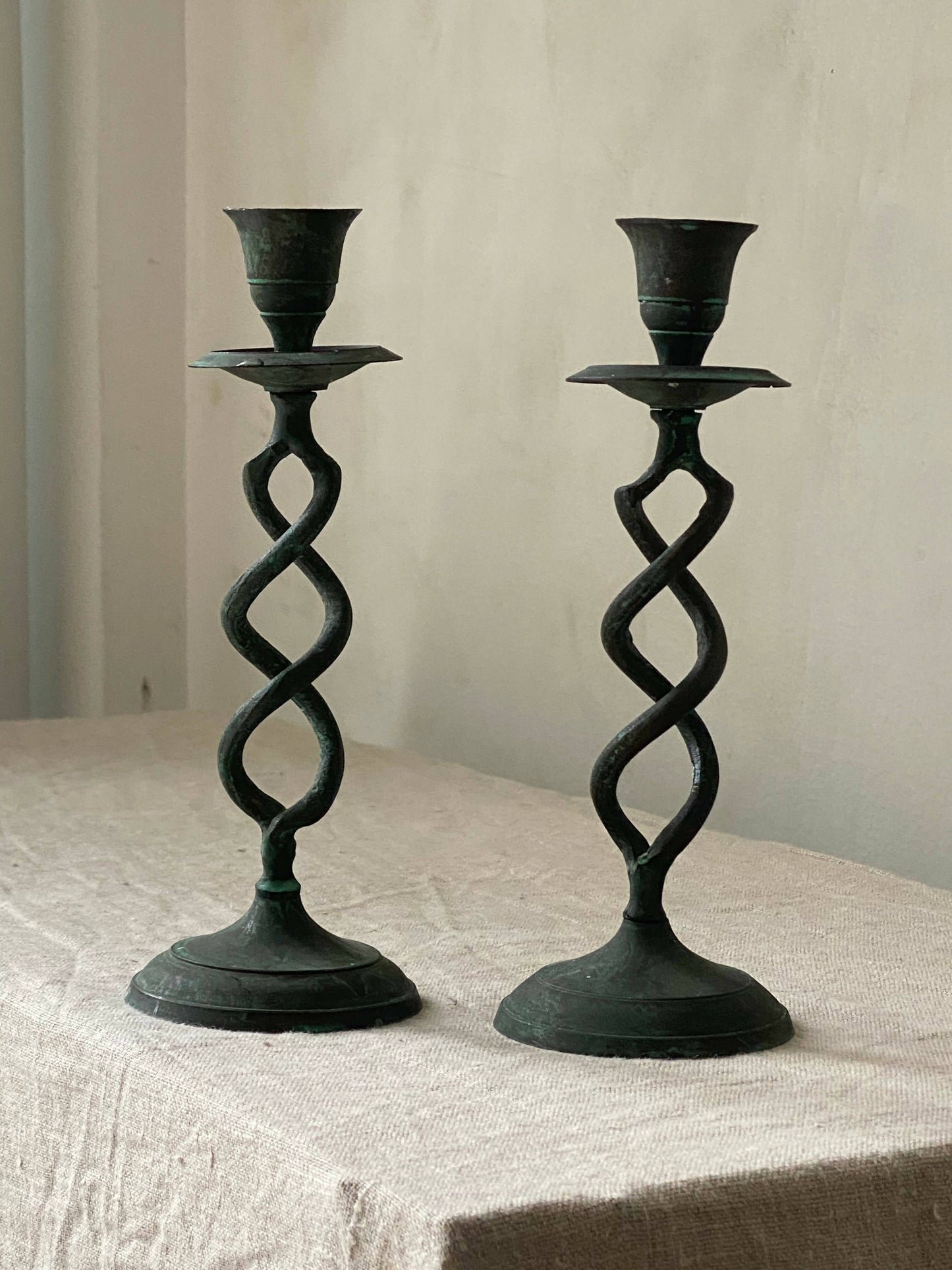 SET OF TWISTED CANDLEHOLDERS